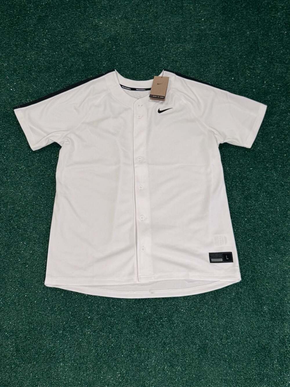 Nike Men's White Full Button Baseball Jersey DX9147-106 Size Large New with Tags